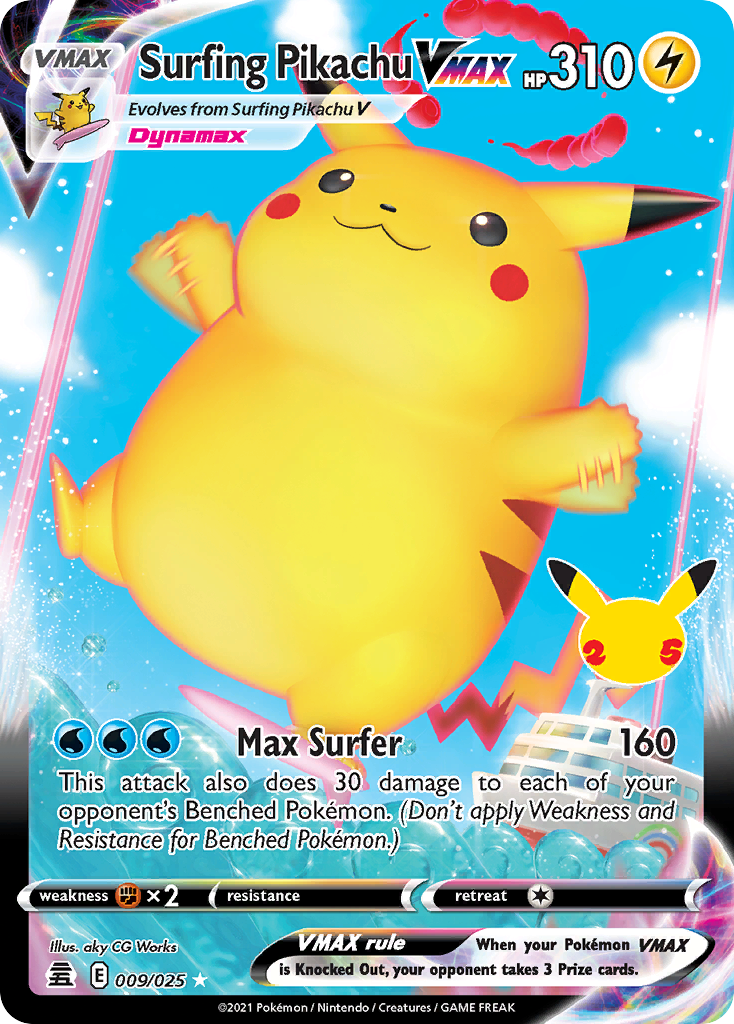 Surfing Pikachu VMAX — illustrated card