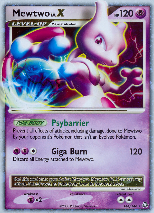 Mewtwo LV.X — illustrated card