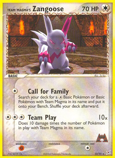 Team Magma's Zangoose — illustrated card