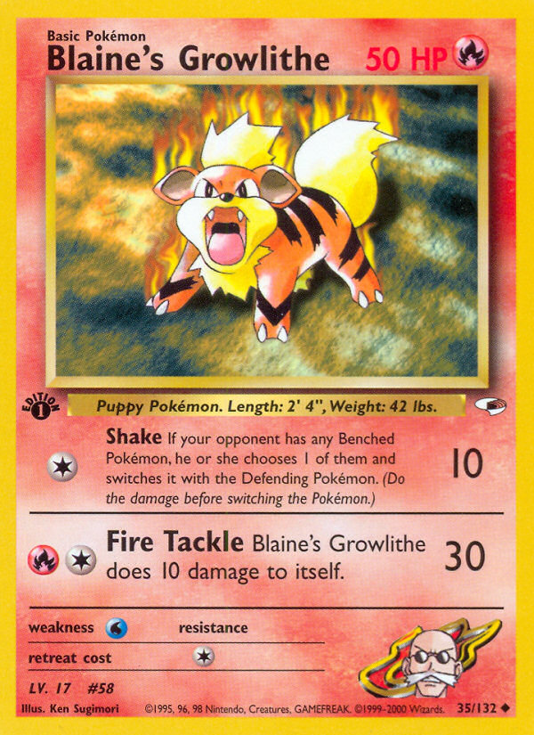 Blaine's Growlithe — illustrated card