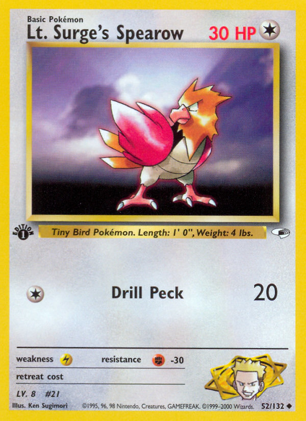 Lt. Surge's Spearow — illustrated card