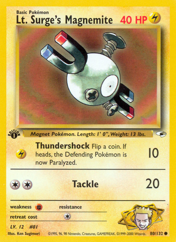 Lt. Surge's Magnemite — illustrated card