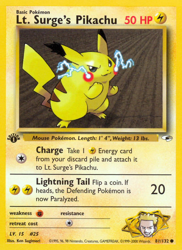 Lt. Surge's Pikachu — illustrated card