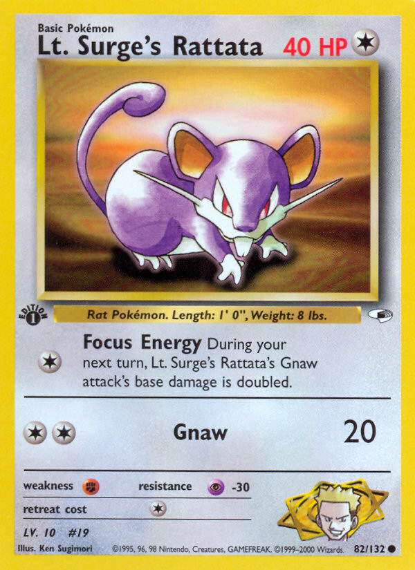 Lt. Surge's Rattata — illustrated card