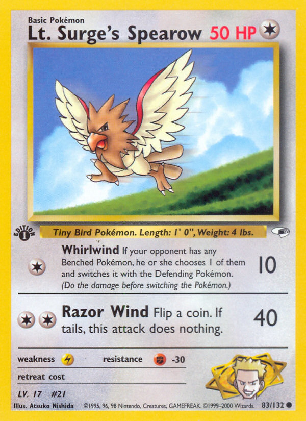 Lt. Surge's Spearow — illustrated card