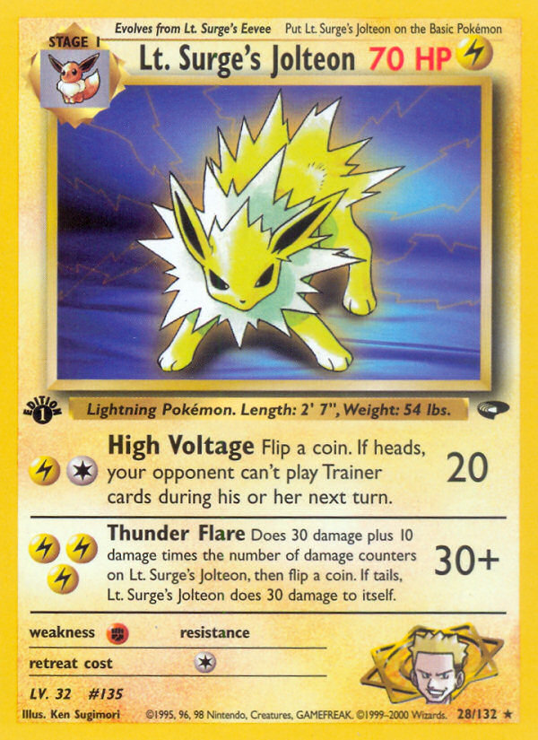 Lt. Surge's Jolteon — illustrated card