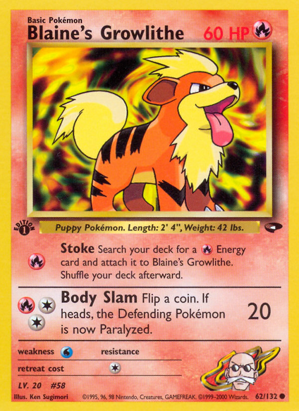Blaine's Growlithe — illustrated card