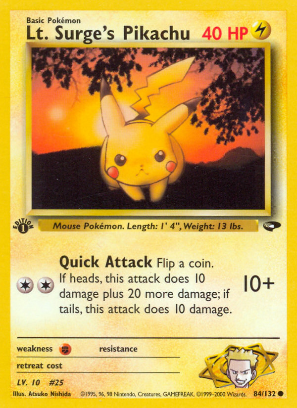 Lt. Surge's Pikachu — illustrated card