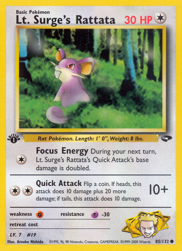 Lt. Surge's Rattata — illustrated card
