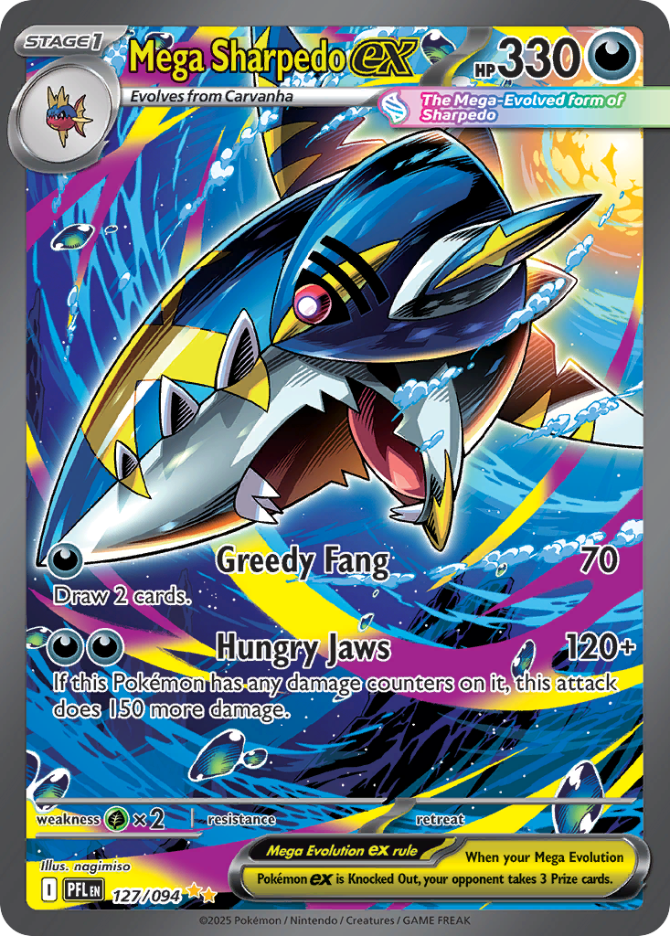 Mega Sharpedo ex — illustrated card