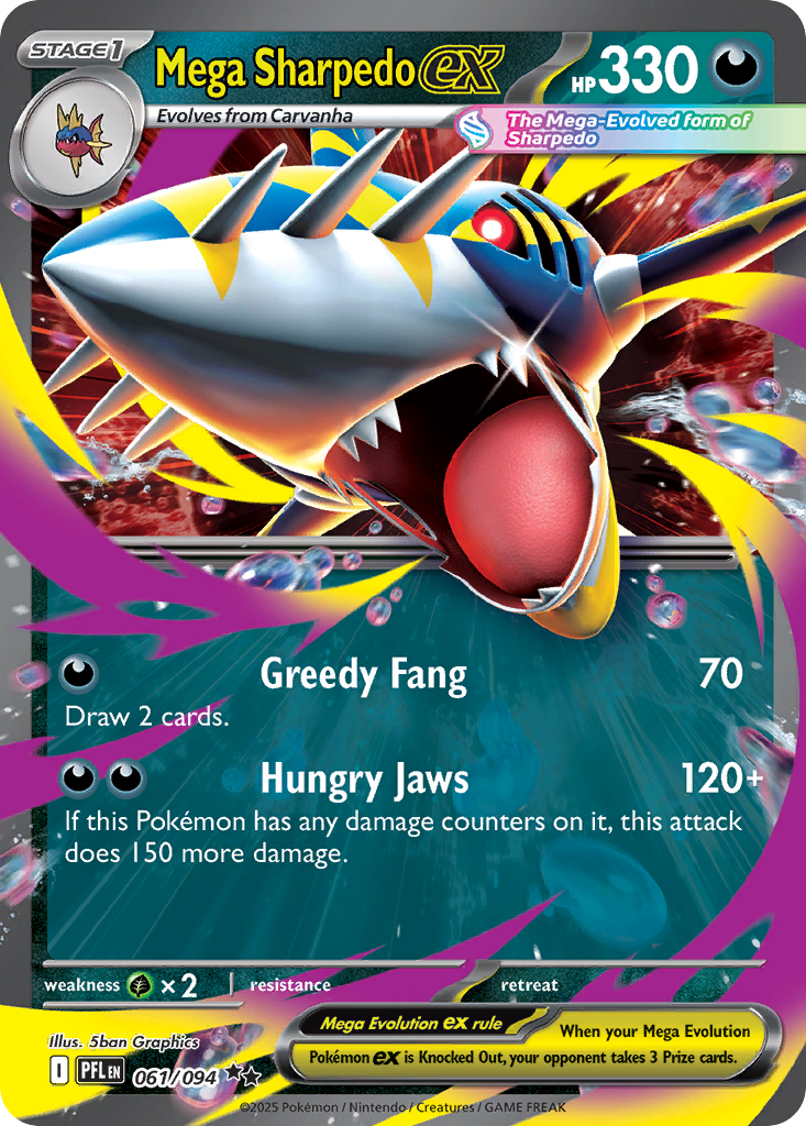 Mega Sharpedo ex — illustrated card