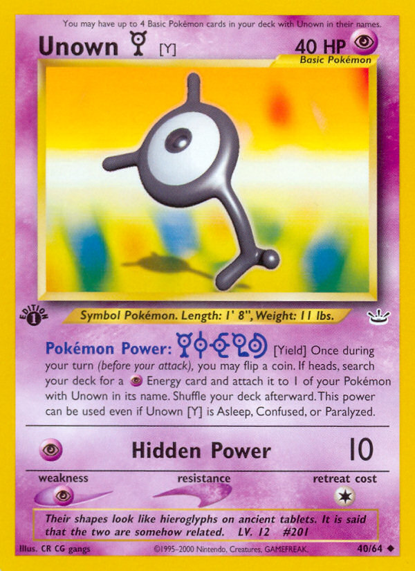 Unown [Y] — illustrated card