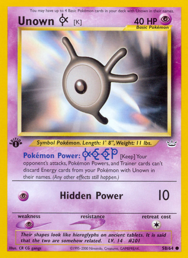 Unown [K] — illustrated card