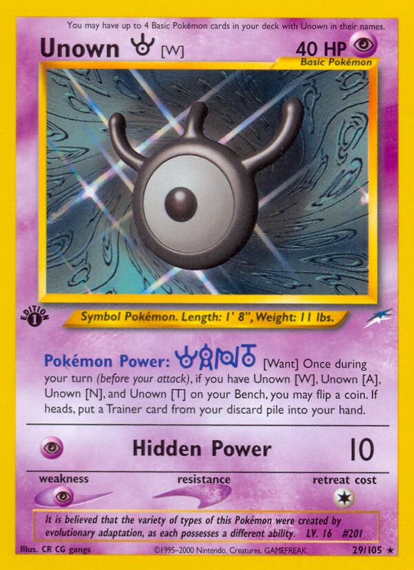 Unown [W] — illustrated card