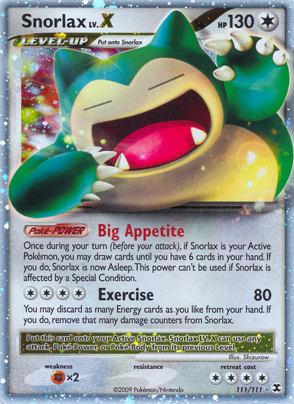 Snorlax LV.X — illustrated card