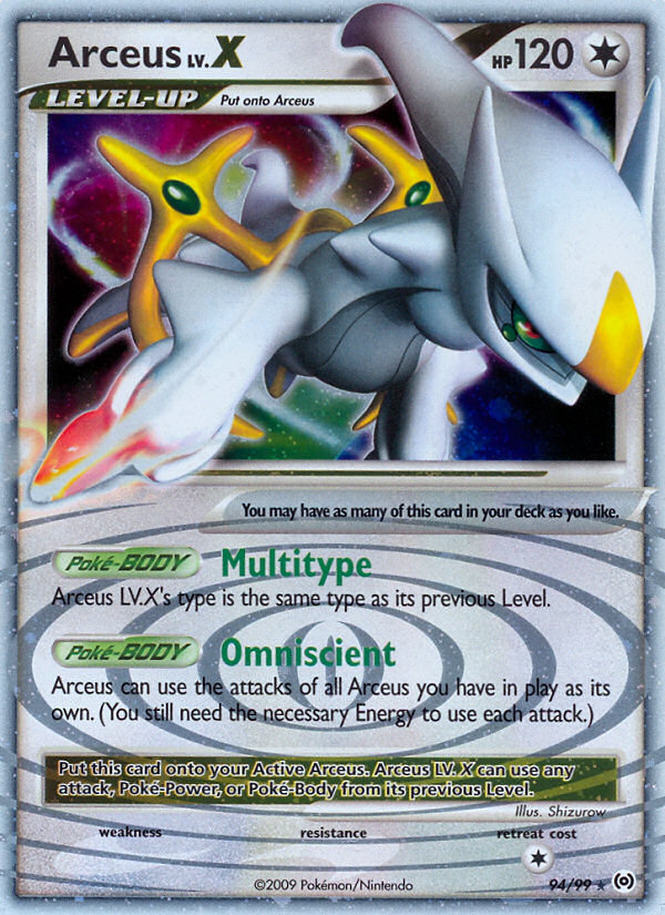 Arceus LV.X — illustrated card