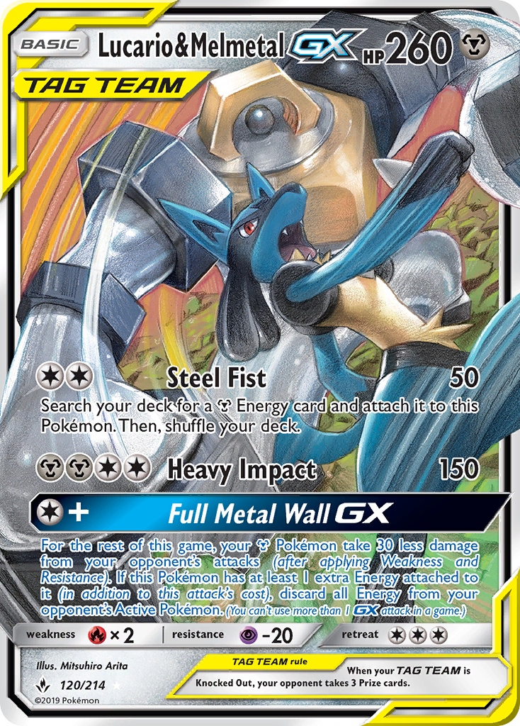 Lucario & Melmetal-GX — illustrated card