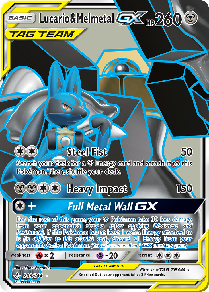 Lucario & Melmetal-GX — illustrated card