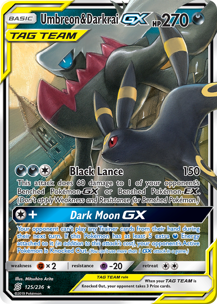 Umbreon & Darkrai-GX — illustrated card