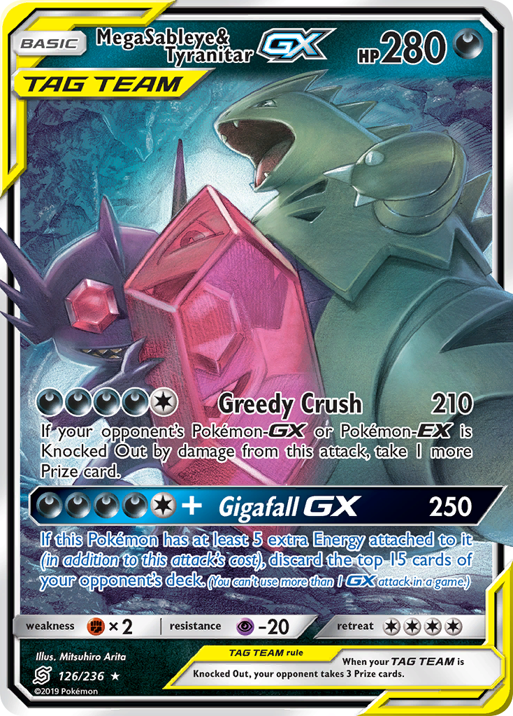 Mega Sableye & Tyranitar-GX — illustrated card
