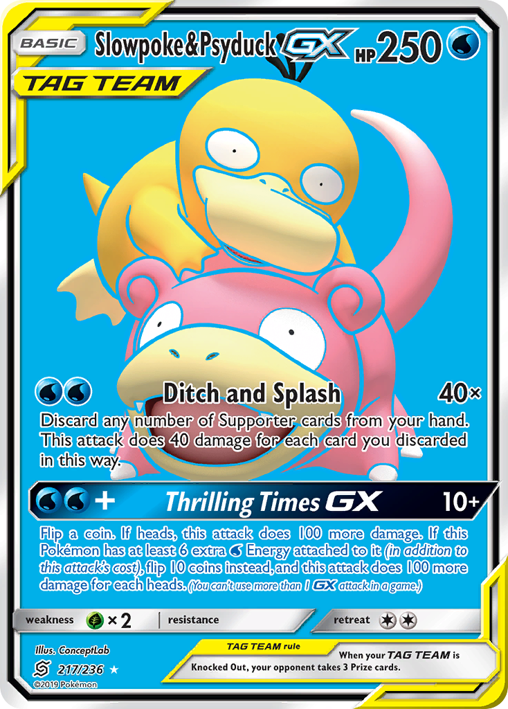 Slowpoke & Psyduck-GX — illustrated card