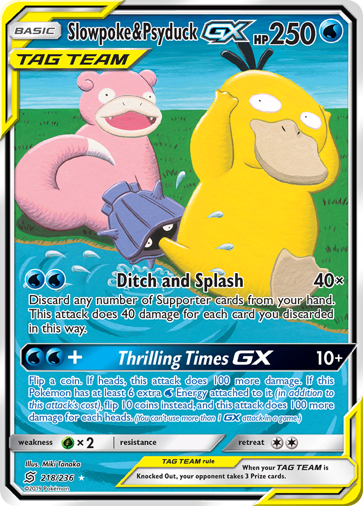 Slowpoke & Psyduck-GX — illustrated card