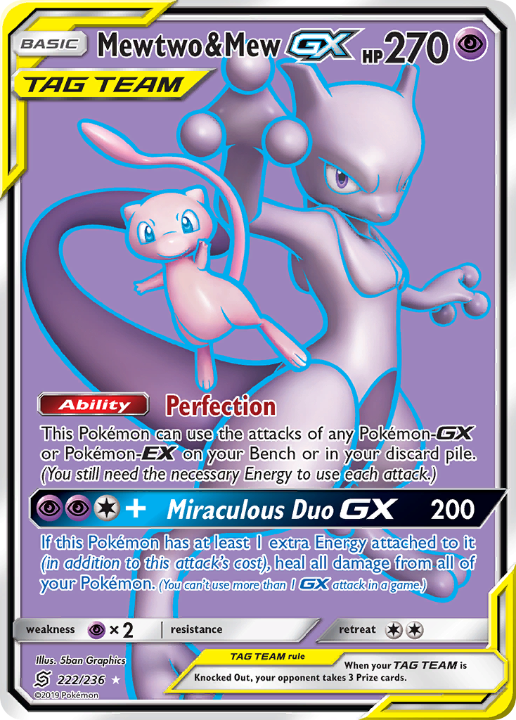 Mewtwo & Mew-GX — illustrated card