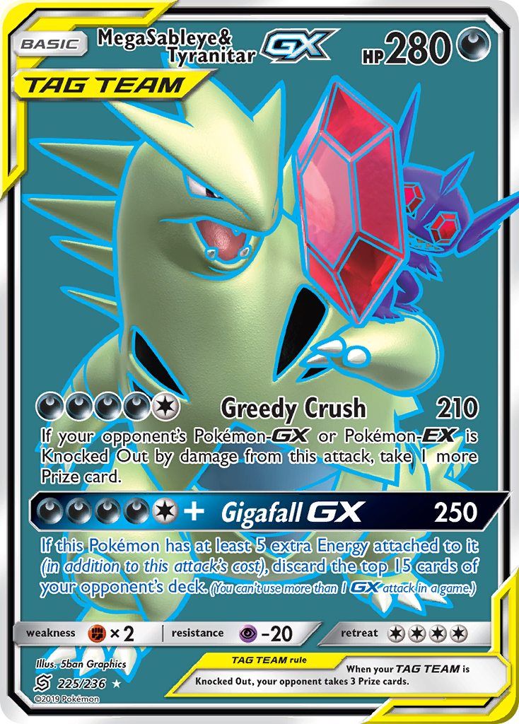 Mega Sableye & Tyranitar-GX — illustrated card