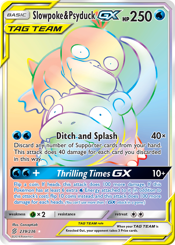 Slowpoke & Psyduck-GX — illustrated card