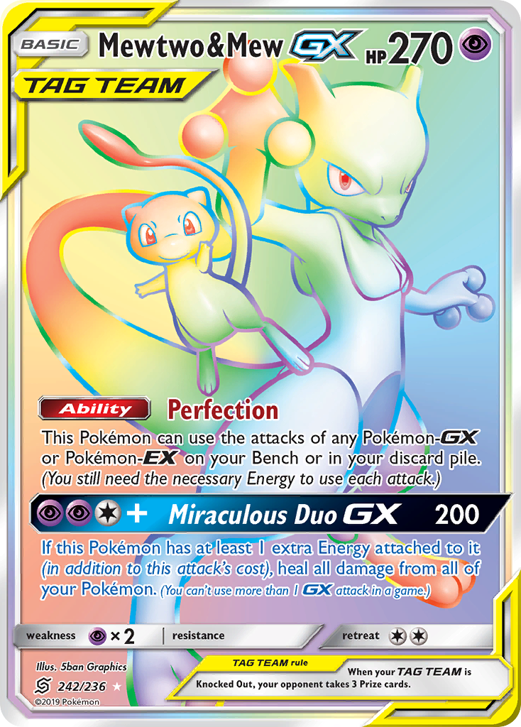 Mewtwo & Mew-GX — illustrated card