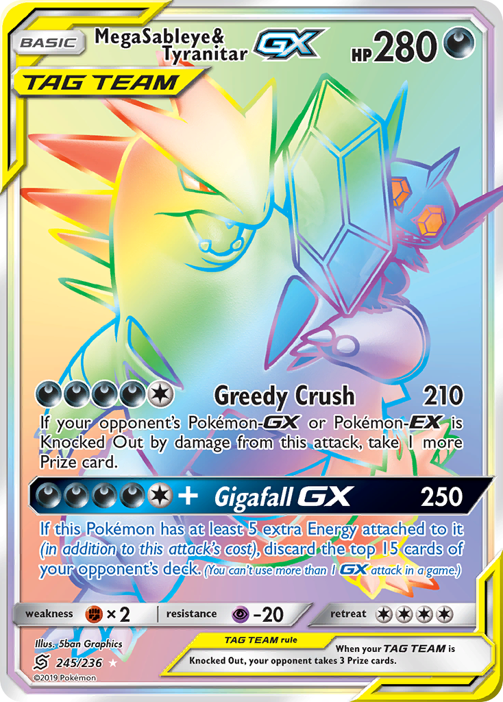 Mega Sableye & Tyranitar-GX — illustrated card