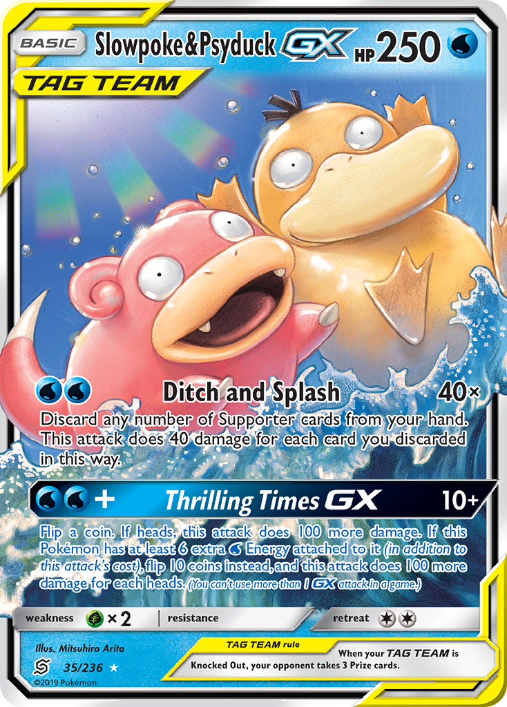 Slowpoke & Psyduck-GX — illustrated card