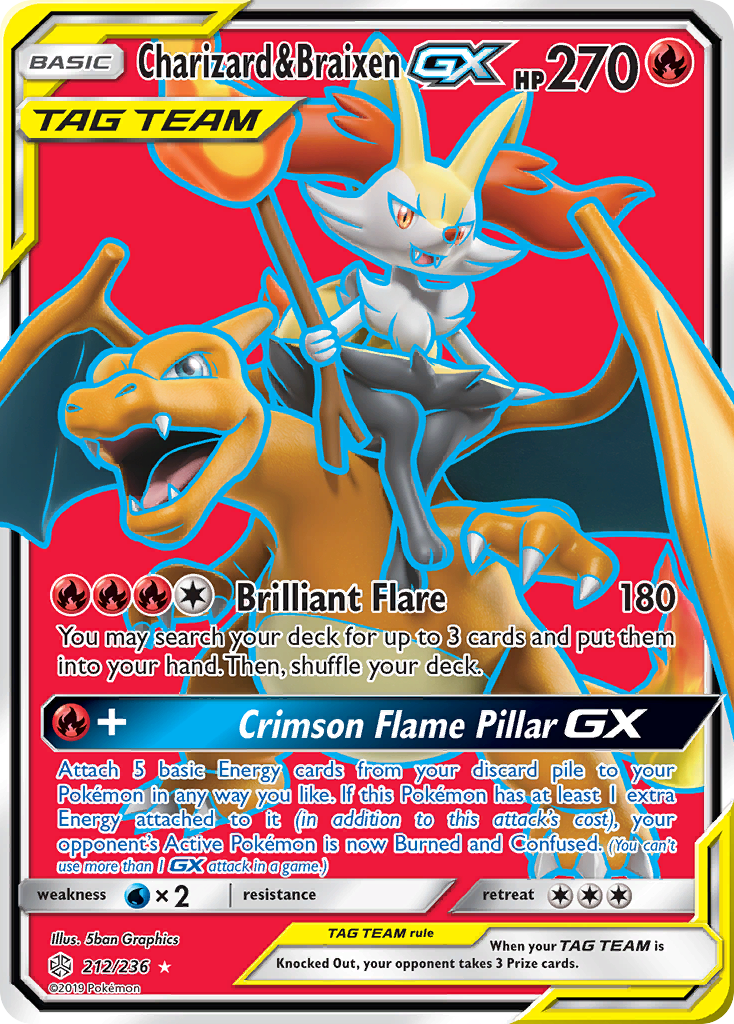 Charizard & Braixen-GX — illustrated card
