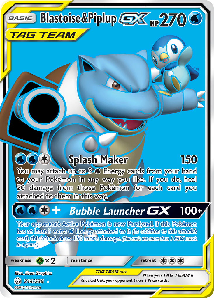Blastoise & Piplup-GX — illustrated card
