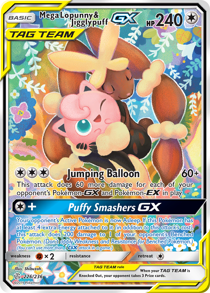 Mega Lopunny & Jigglypuff-GX — illustrated card