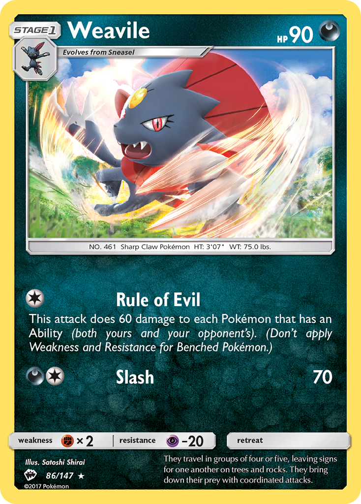 Weavile — illustrated card
