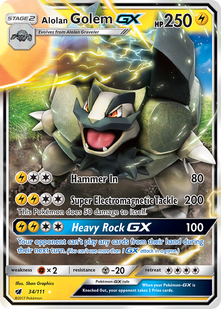 Alolan Golem-GX — illustrated card