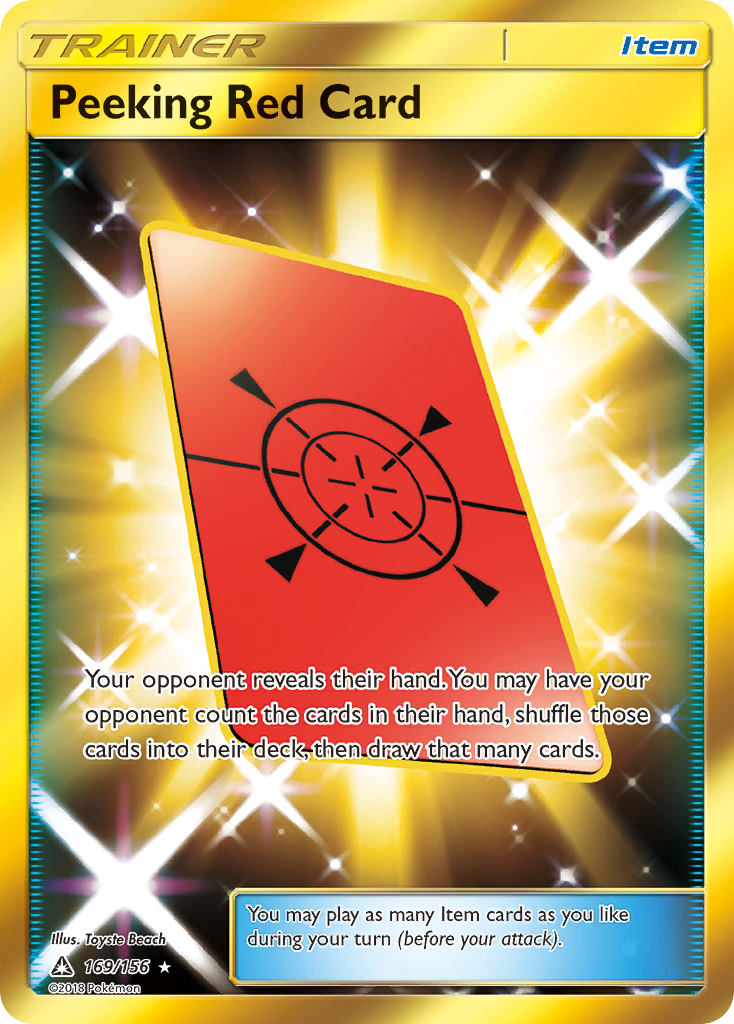 Peeking Red Card — illustrated card