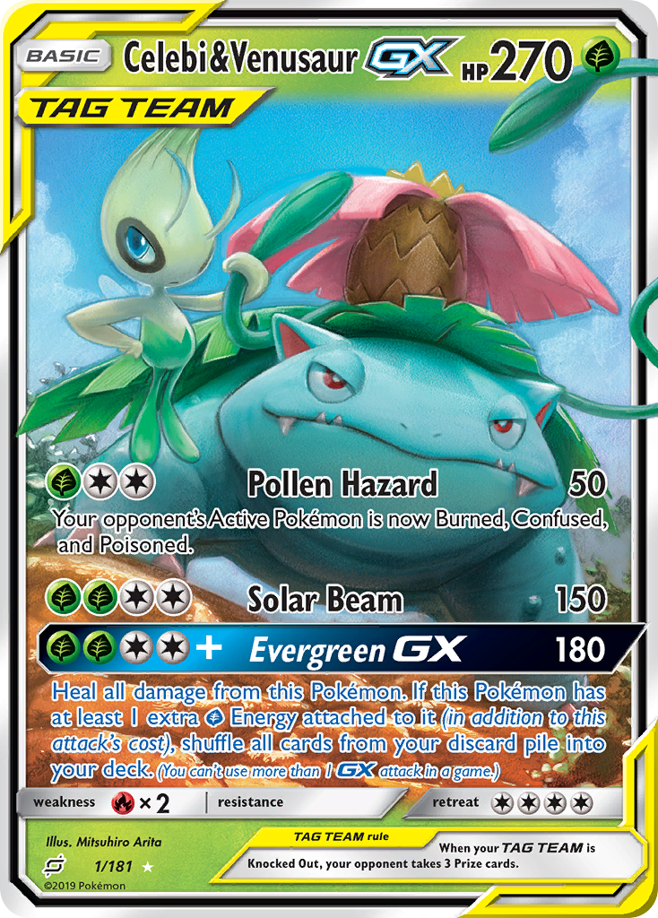 Celebi & Venusaur-GX — illustrated card