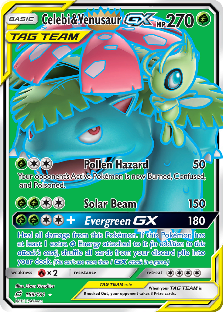 Celebi & Venusaur-GX — illustrated card