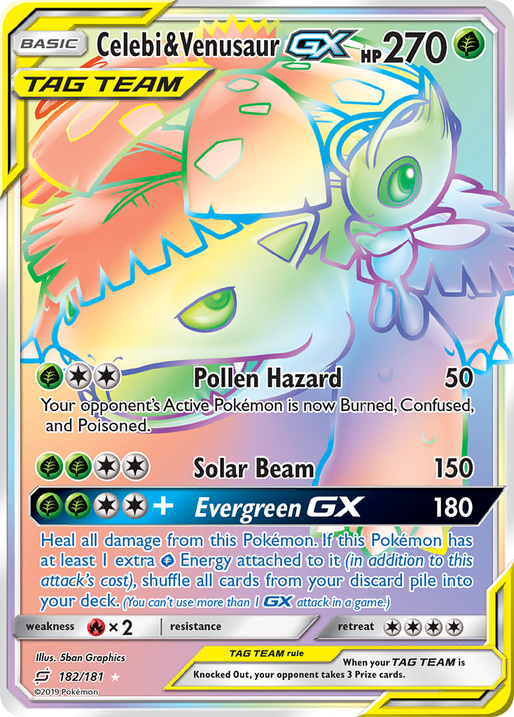 Celebi & Venusaur-GX — illustrated card