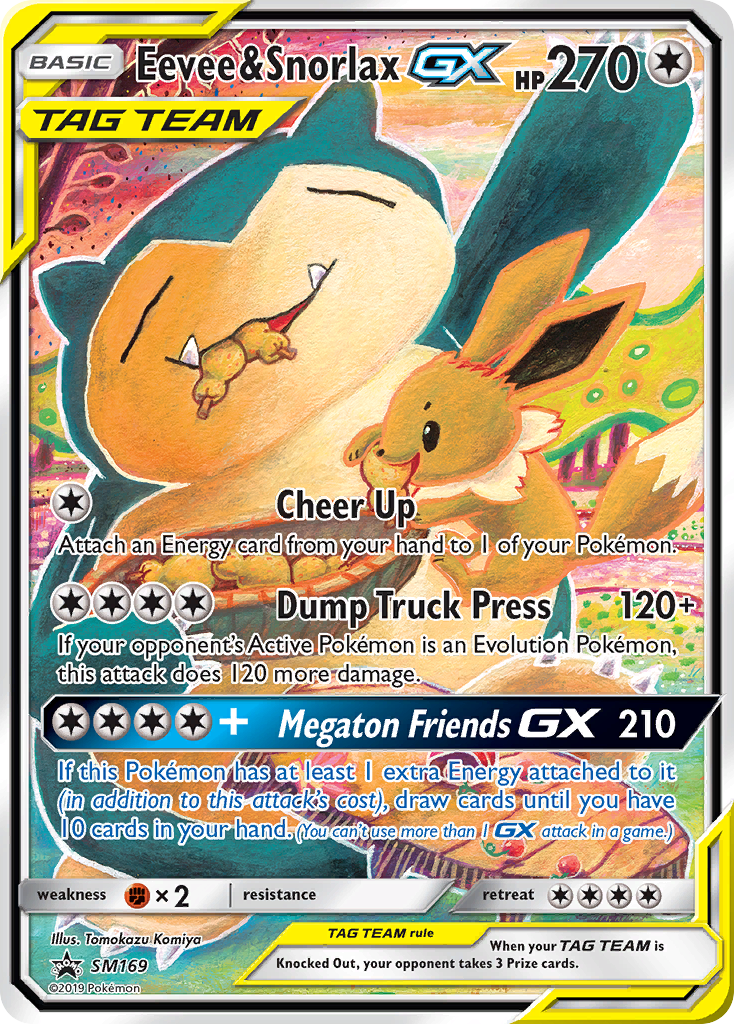 Eevee & Snorlax-GX — illustrated card