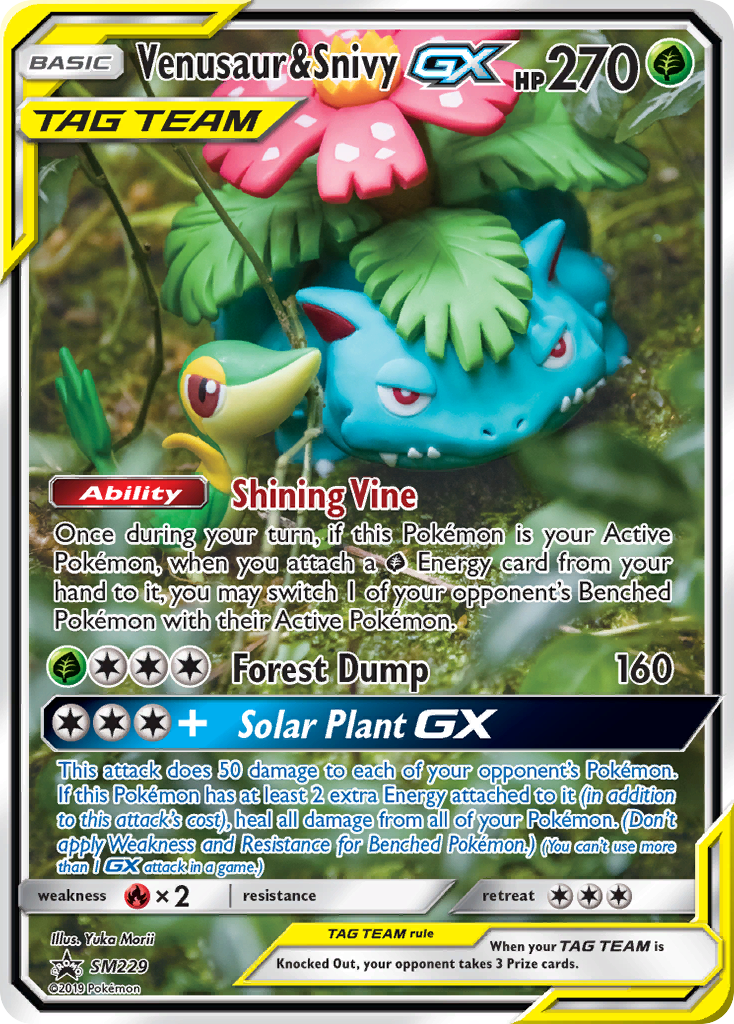Venusaur & Snivy-GX — illustrated card