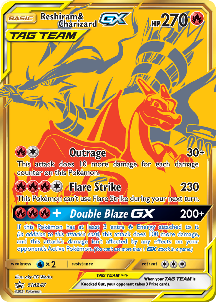 Reshiram & Charizard-GX — illustrated card
