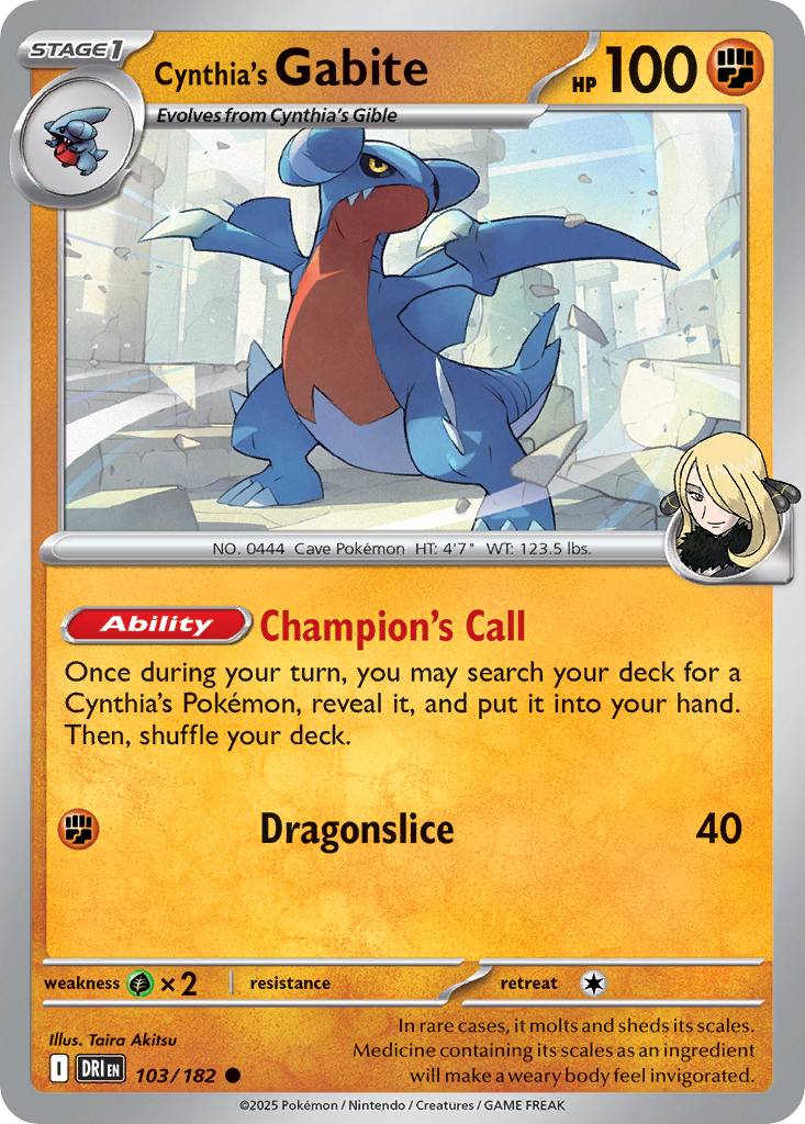 Cynthia's Gabite — illustrated card