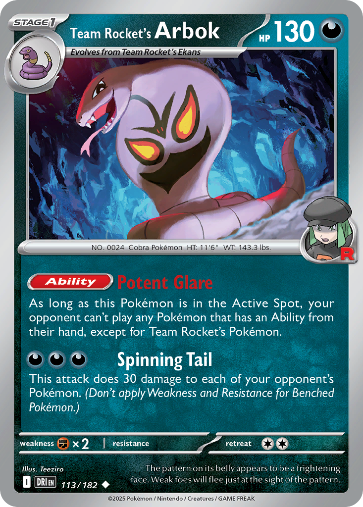 Team Rocket's Arbok — illustrated card