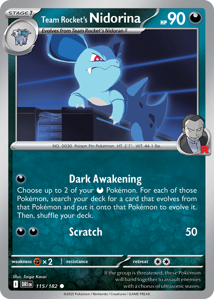 Team Rocket's Nidorina — illustrated card