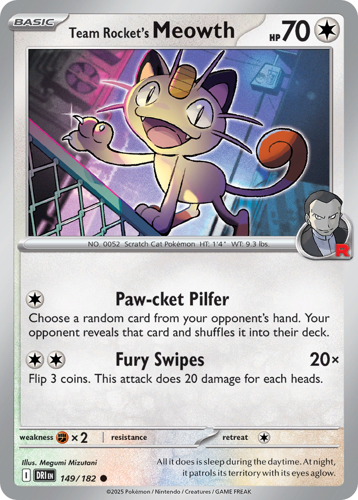 Team Rocket's Meowth — illustrated card