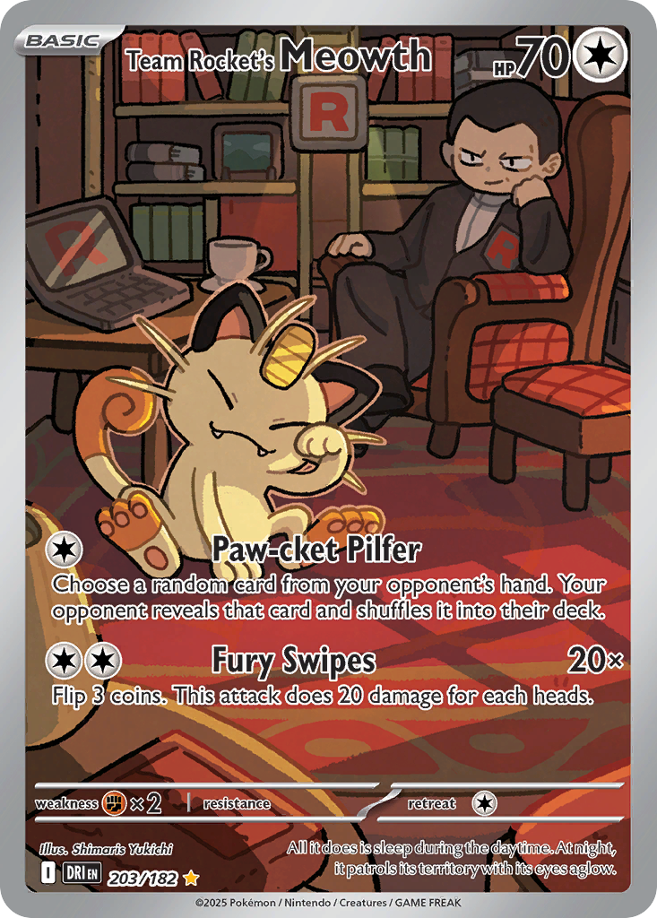 Team Rocket's Meowth — illustrated card