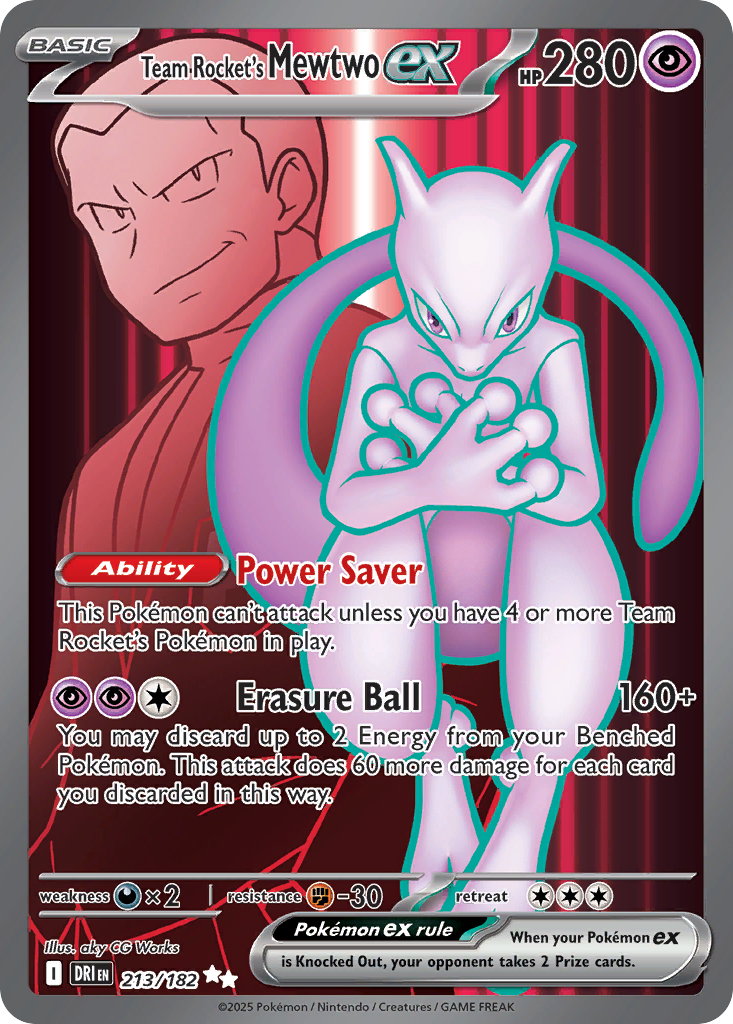 Team Rocket's Mewtwo ex — illustrated card